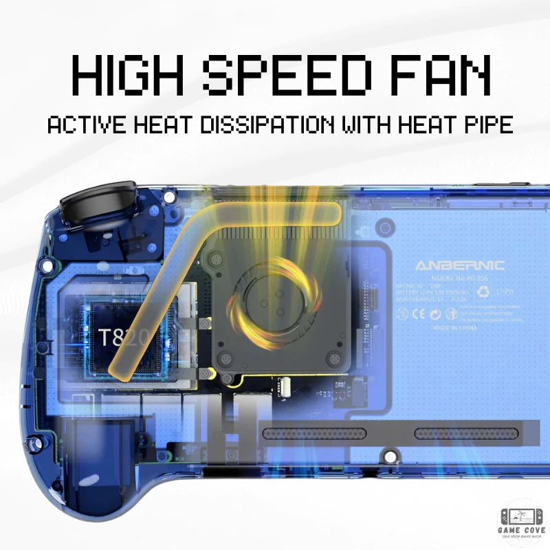 ANBERNIC RG556 Android handheld game console 5.48-inch Android 13 system OLED screen High-speed fan and heat pipe active cooling