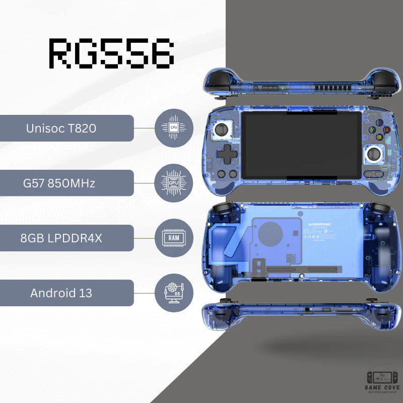 ANBERNIC RG556 Android handheld game console 5.48-inch Android 13 system OLED screen High-speed fan and heat pipe active cooling